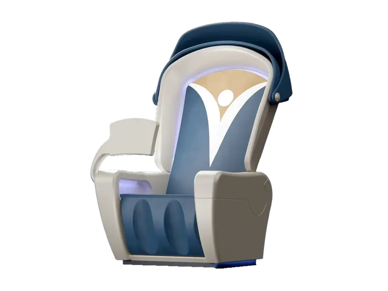 SANO PelviQure chair in white and blue